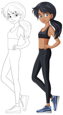 Antrenman elbiseli kadın, kendinden emin ve hazır.