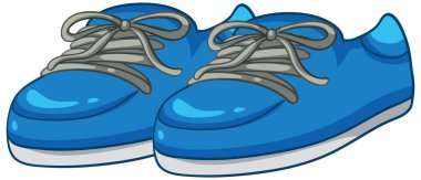 Gri bağcıklı bir çift mavi spor ayakkabı.