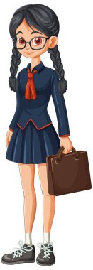 Genç bir öğrenci kahverengi bir evrak çantası tutuyor.