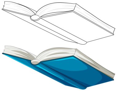 İki açık kitap, biri renkli, biri özetli.