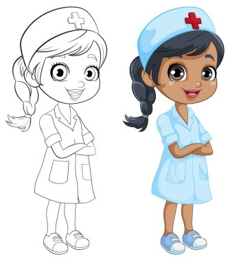 Kollarını kavuşturmuş, gülümseyen hemşire.