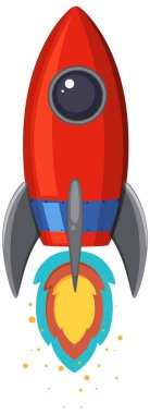 Kırmızı roket renkli alevlerle fırlatılıyor