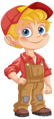 İş kıyafetli gülümseyen çocuk.