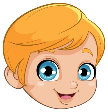 Büyük mavi gözlü mutlu çocuk.