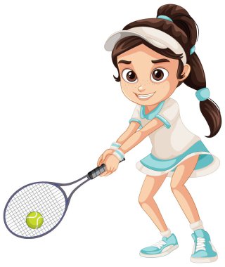 Tenis raketiyle hareket halindeki kız
