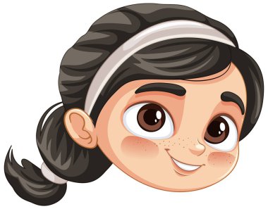 Tenis bandı takan mutlu kız gülümsüyor