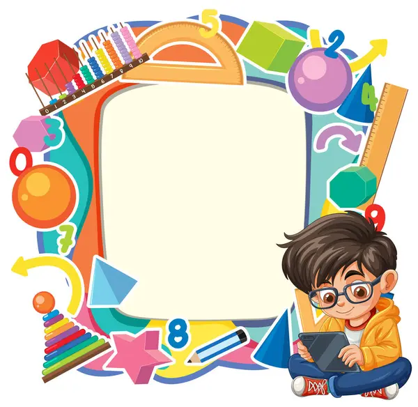 stock vector Child learning with educational tools and toys