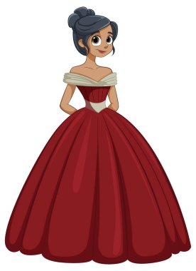 Güzel kırmızı elbiseli kız.