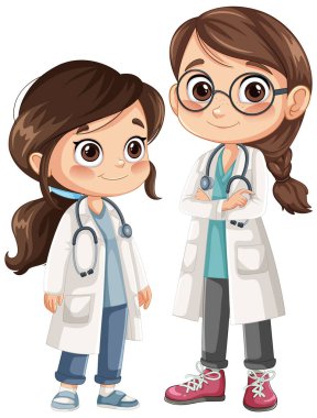 Bir doktor ve genç bir kız birlikte.