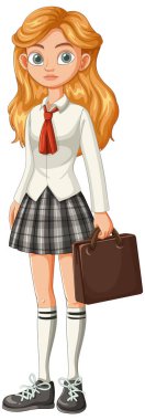 Genç bir öğrenci kahverengi bir evrak çantası tutuyor.