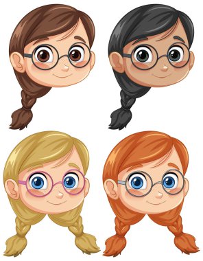 Farklı renkte dört kız.