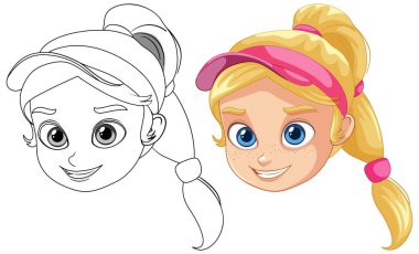 Tenis vizörlü gülümseyen kız.