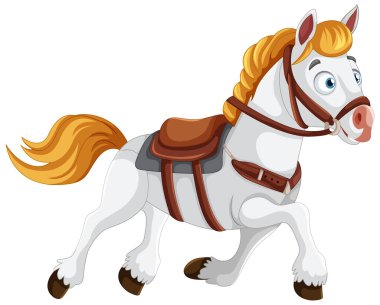 Eyer ve dizginli neşeli bir at