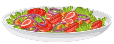 Domates, soğan ve marullu renkli salata.