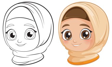 Tesettürlü gülümseyen bir kızın vektör sanatı