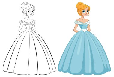 Renkli ve özet sürümlü prenses illüsü