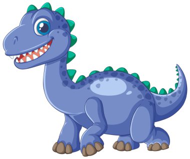 Yeşil dikenli, gülümseyen mavi dinozor.