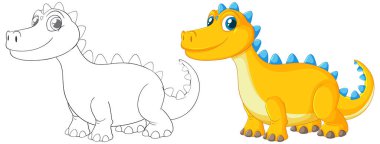 Çocuklar için renkli ve özetlenmiş dinozor