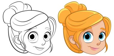 Bir kızın yüzünün rengi ve ana hatları.