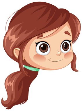 Büyük gözlü ve at kuyruklu tatlı bir kız.