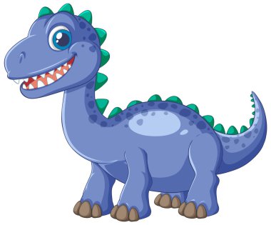 Yeşil dikenli, gülümseyen mavi dinozor.