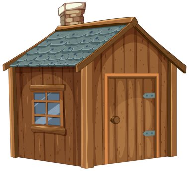 Bacası ve penceresi olan büyüleyici küçük bir ev.