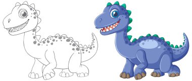 Çocuklar için renkli ve özetlenmiş dinozor