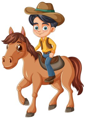 Kahverengi ata binen bir çocuk