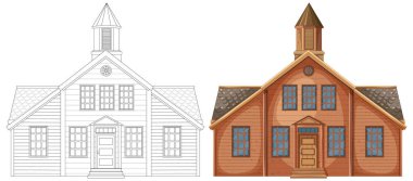 Ahşap bir evin ayrıntılı vektörü