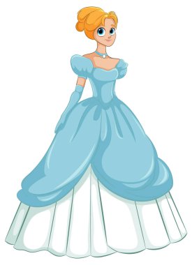 Güzel mavi bir elbise giyen bir prenses.