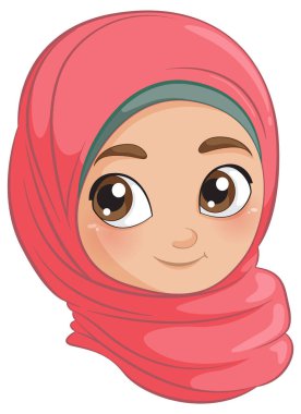 Pembe tesettürlü gülümseyen kız