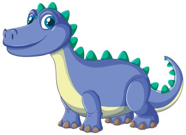 Yeşil dikenli, gülümseyen mavi dinozor.