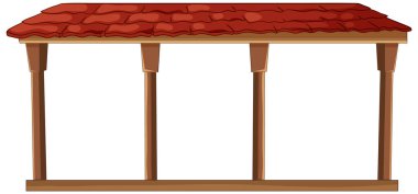 Kırmızı çatılı ahşap ev iskeleti