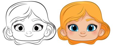 Bir kızın yüzünün rengi ve ana hatları.