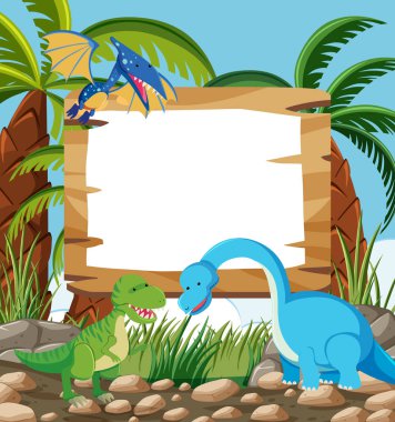 Tropikal ortamda dinozorlar ve boş işaret