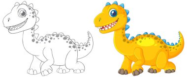 Renkli ve özet versiyonlu şirin dinozor.