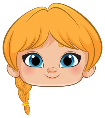 Mavi gözlü ve örgülü şirin bir kız.