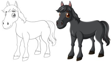 Renkli ve özet biçiminde sevimli bir at.