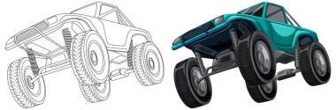 Detailed vector of a rugged off-road car clipart