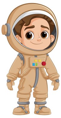 Uzay elbisesi içinde gülümseyen astronot.