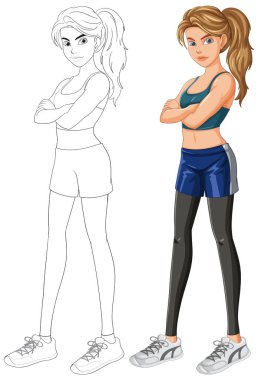 Spor giyimli atletik kız, kendine güvenen.