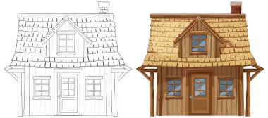 Ahşap bir evin ayrıntılı ön görüntüsü