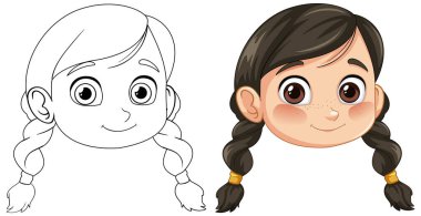 Örgü saçlı bir kızın resmi.