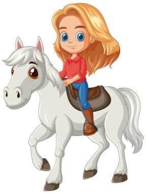 Çocuk ata binmekten hoşlanıyor.