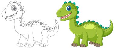 Çocuklar için renkli ve özetlenmiş dinozor