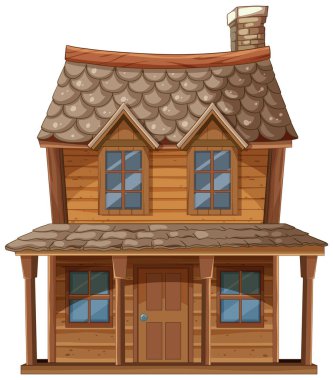 Sıcak, iki katlı ahşap bir ev.