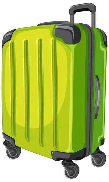 Stock vector Bright green suitcase with wheels and handle