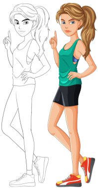 Spor kıyafetli bir kızın tasviri