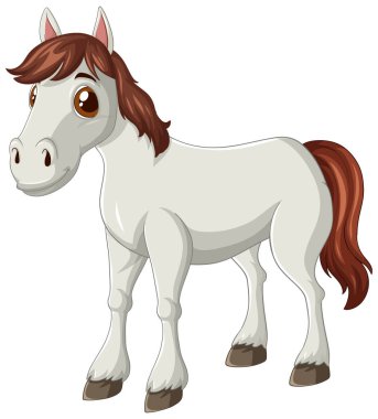 Kahverengi yeleli ve kuyruklu sevimli bir at.