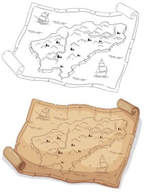 Gemili ve adalı eski harita